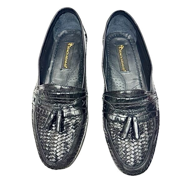 STACY ADAMS Black Leather Men's Loafers Shoes Size 10.5 slip on 25349 Pre-Owned - Picture 8 of 10